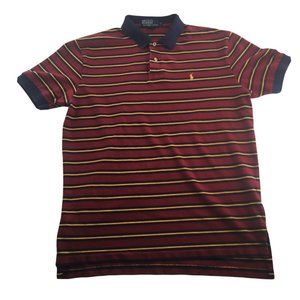 Polo By Ralph Lauren Men's Polo Shirt Red with Blue/Yellow Stripes Size L